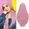 Perruques fantaisistes Wlong Straitement Wig Synthétique Natrual Black Color Part Midle résistant à la chaleur Fibre Fibre Pérothes Full Pernues Full pour Wome