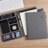 File Multifunction A4 Leather Padfolio Portfolio Men File Folder Phone Document Holder Organizer Executive Briefcase Business Office