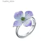 Anelli a grappolo 2021 Elegante anello di apertura di fiori viola fresca fresca e prima scelta di anello regalo e orecchini L240402