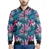 Vestes masculines mode 3d imprimé hawaïen fleur zipper veste de plantes tropiques motifs sweats swishirts tops manches longues bombardiers surdimensionnés