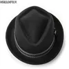 Wide Brim Hats Bucket Mens Fedora hat mens jazz wool felt British handsome and fashionable adult banquet performance party short Eave H6789 yq240403