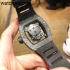 Richardmill Watch 날짜 럭셔리 남성 기계식 사업 레저 RMS052 자동 검은 색 탄소 섬유 테이프 패션 스위스 운동 손목 시계