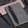 Hot Sale Vintage Lightweight Pu Leather Pencil Case Book Notebook Rubber Band Pen Clip Portable Office Meeting Laptop Pen Holder