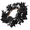 Dekorativa blommor halloween krans svart ring pumpa hängande ornament skräck atmosfär hem dekoration för prop vägg