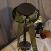 Beretti Fedora piatti verde scuro vintage per donne cappello da sposa fiore di raso di raso British Cocktail Fomal Fomal Affastore Clip per capelli