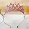 8pcs/lote crianças tiaras pérolas de cabeça coroa bandas de cabelo coloridas nascidas de cabelos brilhantes fofos para festa de aniversário 240325