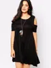 Plus Size Dresses Cold Shoulder Summer Casual Tunic Dress Short Sleeve Cut Out Back Black Swing Large T-shirt Tee 7XL