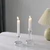 Świece 2PCS Glass Candlestick Taper wazony do domowej imprezy centralnej