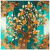 130cm Retro Tree of Life Sconef Apricot Flor Brand Women Women Silk Bandanna Twill Print Shawl Head Lenves Kerchief 240325