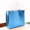 Förvaringspåsar Stobag 10st Blue Silver Non-Woven Tote Shopping Bag tyg Portable Watertproof Reablerable Pouch Custom Logo (extra avgift)