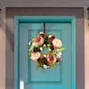 Decorative Flowers 30cm Peony Flower Wreath Spring Garland Faux Floral Handmade For Christmas Door Hanging Wedding Decor