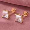 S925 Silver Square Zircon Stud Oreads Fine Fashion Classic Four Claw Princess Diamond Jewelry