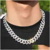 Kedjor 18mm kubansk länkkedja Mens halsband designer smycken guld för man party hip hop diamant ised ut aaa österrikiska strass Sier dhd2e
