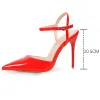 Pompes Bigtree High Heel Femme Sandales 10,5 cm Femmes à talons Stiletto Été Slingback Pumps Chaussures Ladies Party Shoes Sexy Patent Cuir