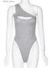 Tanks pour femmes Camis Camibed tricot Bodys Summer Couping Sexy BodySuit One épaule Slim Sans manches BodyCon Top Club Femmes Vêtements Fashion Nouveau Y240403