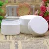 Lagringsflaskor 50 st Skincare Cream Jar Tomt Frosted Clear White Black Cosmtic Potts Refillable Plastic Cosmetic Containers 50g 100g