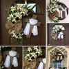 Decorative Flowers Easter Wreath With Cross Rustic Grapevine Bow Decorations Decor