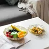Piatti in metallo scavato vassoio decorativo per frutta, soggiorno, tavolo da pranzo, servizio da cucina, cesto per la casa e le verdure
