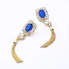 Dangle Earrings Uer 2024 Chic Gold Color Alloy Long Tassel Blue Glass Crystal Women Jewerly Ed01792c