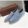 الأحذية غير الرسمية للرجال LP LP شقة منخفضة من جلد الغزال من جلد البقرة Oxfords loro moccasins الصيف المشي الراحة زلة على شقق مطاطية ناعمة EU35-46 Y43