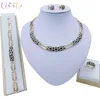 Liffly Dubai Costume Gold Color Jewelry Sets for Women Necklaces Earrings Bridal Nigerian Wedding African Beads Jewelry Set 240320