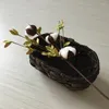 Decorative Flowers 3 Head 20 Inch Artificial Cotton Boll Flower Stem Green Leaves Branches Natural Dried Farmhouse Decor