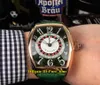 Tanie nowe 8880 Vegas Casino Rosyjskie table gramofonowe Greenwhite Dial Automatyczne męskie zegarek Rose Gold Case Zielony skórzany pasek Watch3892237