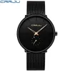 2020 Crrju Top Brand Luxury Quartz Watch Men Casual Black Japan Quartzwatch rostfritt stål Face Ultra Thin Clock Man Relogio NE5292156