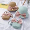Boinas 1 Set hermoso sombrero de paja de playa con un atractivo para niños pequeños de bolso pequeño diseño elegante (rosa)