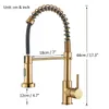 Torneira de cozinha dourada escovada de Quyanre Pull Pull Down Mixer Tap 360 Rotação Torialira Cozinha 240325