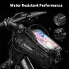 Väskor Rockbros Bicycle Bag Waterproof Touch Screen Cycling Bag Top Front Tube Frame MTB Road Bike Bag 6.5 Telefonfodral Bike Accessories