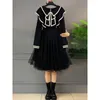 Casual jurken 2024 Fashion Spring en herfst dames Hepburn -stijl Little Black jurk buitenlandse mesh mesh -paneel met lange mouwen Silk V464