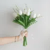 Fiori del matrimonio Vero touch Bouquet di fiori di tulipano artificiale per decorazione nuziale Disposizione di decorazioni da giardino per la casa matrimoniale