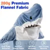 S - 3XL Cartoon Shark Sleeping Bag With Hand Hole Pajamas Office Nap Wearable Loose Onesie Pajamas For Kids Adult Blanket 240328