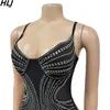 Lässige Kleider hlj schwarze sexy Strass Mesh Bodycon Abend Party Hosenträger Frauen gegen Nackengurt schlank Vestidos Modebodenkleid Kleid