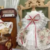 Hundekleidung Koreanische Mode Lolita Haustier Kleidung Blume Druck Baumwolle Spitzenbogenparty Prinzessin Kleid für kleine mittelgroße handgefertigte Welpenmantel