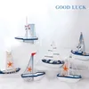 Kitchen Storage Nautical Sailboat Model Room Home Decoration Figurines Miniatures Mediterranean Style Kawaii Accessories Shell Boat