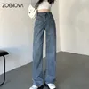 ZOENOVA High Waisted Jeans Y2K Fashion Women Clothing Blue Black Straight Leg Denim Pants Trousers Mom Jean Baggy Trousers Tall 240321