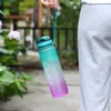 1000ML Sports Water Bottle PC with Scale Straw Lock Leak Proof Resistant To Falling Outdoor Travel Fitness Riding Portable Cup 240402