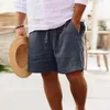 Mentes Summer Cotton Casual Linen Shorts Outdoor Sports Souffle Couleur solide Couleur Street Clothing 240402