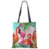 Sacs de rangement Flamingo Plant imprimé graphique Sac hipster eco lin shopping girls mode décontracté pacakge main