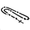 Halsketten natürliche schwarze Onyx -Perlen katholische Christus Rosenkranz Halsketten Hämatit Kreuz Anhänger Männer Halskette Meditation Mala Schmuck Schmuck