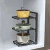 Kök förvaring rostfritt stål potten rack arrangör avlopp special kökshållare justerbara räknarbordsskåp