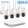 Sistem Rusfeida 3MP PTZ CCTV Kamera 8ch NVR Kablosuz Güvenlik Sistemi Açık Audio P2P H.265 Su geçirmez gözetim IP WiFi Kamera Kiti