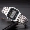 Wristwatches Sport Watch Men Digital Led Fashion Luxury Stainless Steel Square Wristwatch Electronic Womens Watches Male Clock Reloj Hombre