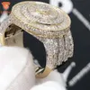 Lifeng smycken is ut VVS Moissanite Silver 14K Guldpläterad ring runda baguett män hiphop diamantring