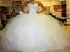 فوار الكريستال المخرم مشد الكورست كرات الثوب تول تول فساتين الزفاف Vestidos de Novia sweethated الأشرطة الدانتيل حتى فساتين الزفاف 9927474