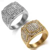 Custom 14k 18k Real Gold Diamond Out Ring Hip-Hop Moissanit Diamond Gelbgold Ring Bling Schmuck für Männer Ring