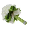 장식용 꽃 아름다운 웨딩 부케 신부 신부 들러리 꽃 인공 흰색 꽃다발-녹색
