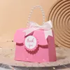 Gift Wrap 10/20Pcs Fresh Pearl Bag Candy Box With Handle Wedding Sweet Favor Packaging Butterfly Bow Birthday Party Supplies